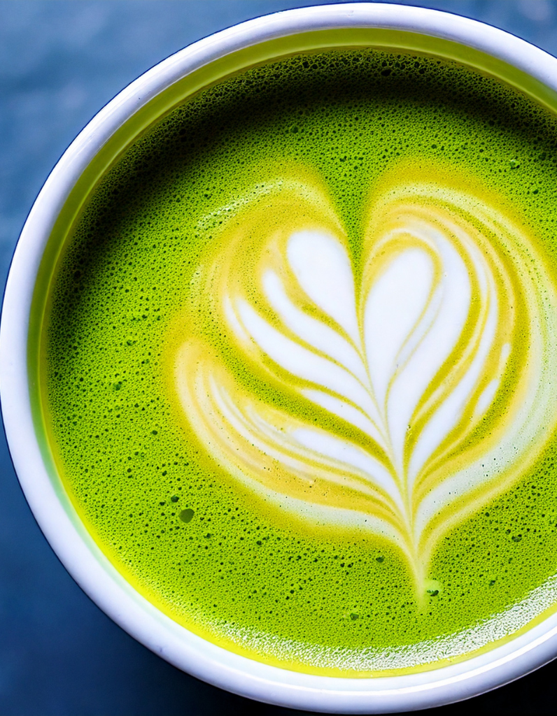 Matcha latte art hjerte